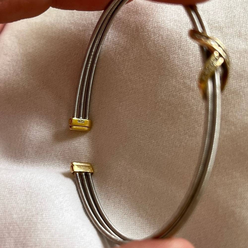 Two Tone Diamond Infinity Cable Cuff Bracelet - Picture 6 of 6